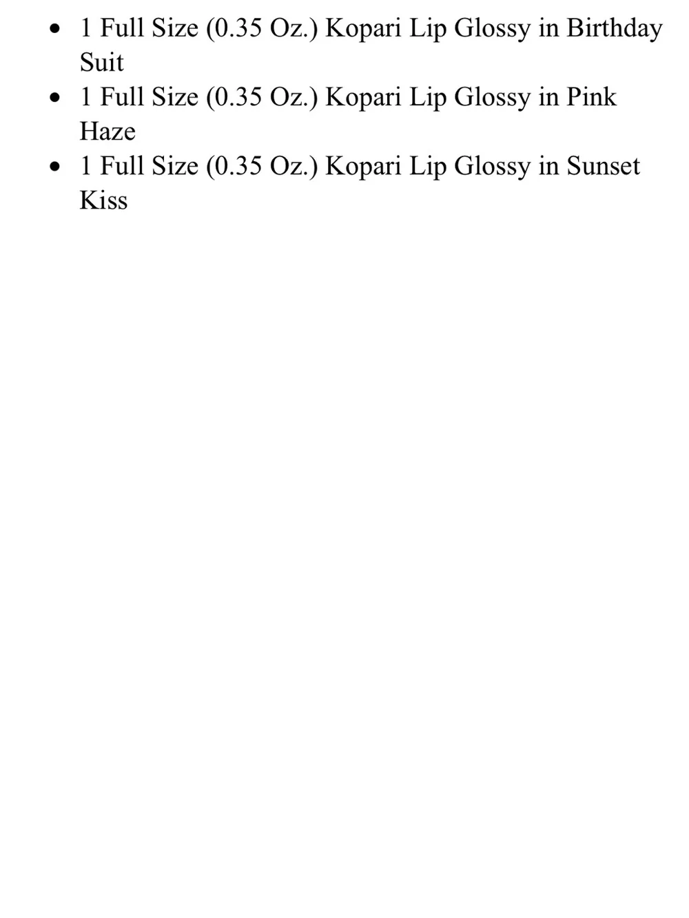 Kopari Lip Kit Trio – Birthday Suit, Pink Haze  & Sunset Kiss New FullSz